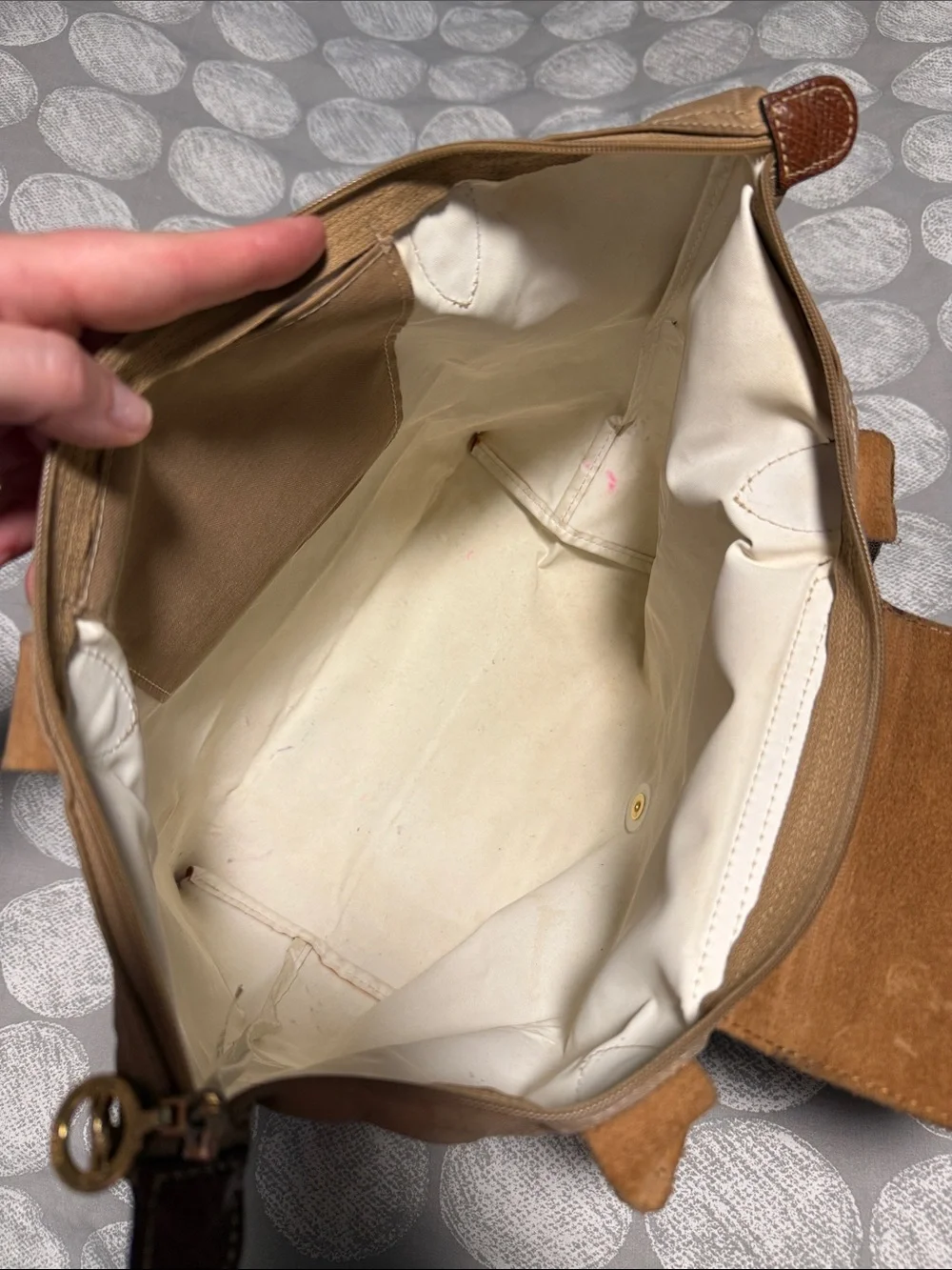 Tan Longchamp with Brown Trim